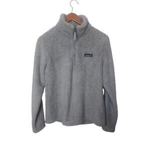 PATAGONIA Women’s Los Gatos 1/4-Zip Fleece Sherpa Sweater Size Medium Gray